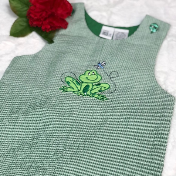 Green Frog Shortall Romper Size 6-9 months UR IT - Picture 4 of 11